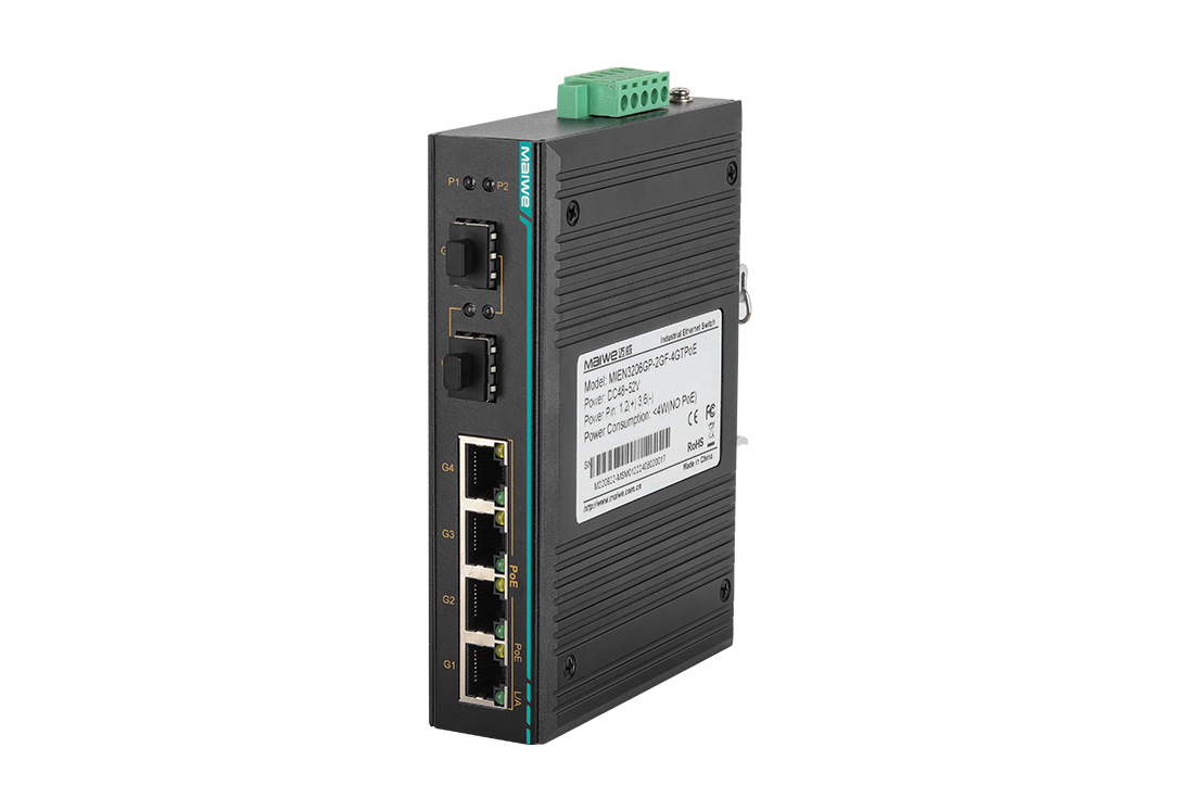 邁威通信MIEN3206GP-2GF-4GTPoE 6口二層全千兆PoE卡軌式工業(yè)以太網(wǎng)交換機